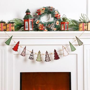 Imagem de Banner de árvore de Natal de madeira Garland Connvoice de 2,5 m vermel