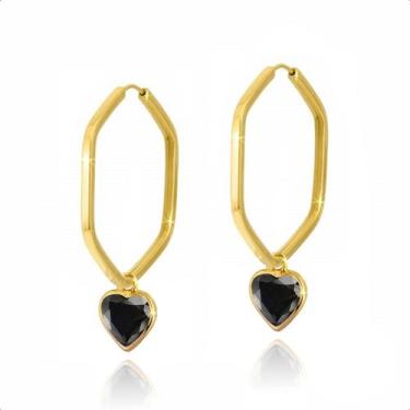 Imagem de Brinco Ouro 18k Argola Com Pingentes 5mm - Sofistgold Joias, Negro