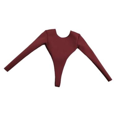 Imagem de oshhni Roupa para Figura de ação em Escala 1/6, Macacão, Maiô de Manga Longa e Elegante para Bonecas Femininas de 30 cm (12 polegadas), Vermelho Escuro