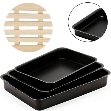 Imagem de Jogo De Assadeiras 03 Peças Antiaderentes + Descanso Panela