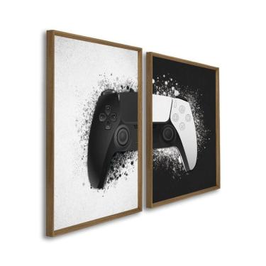 Imagem de Quadro Decorativo Controle de Vídeo Game 2 Telas 60x90cm para Sala Quarto Escritório