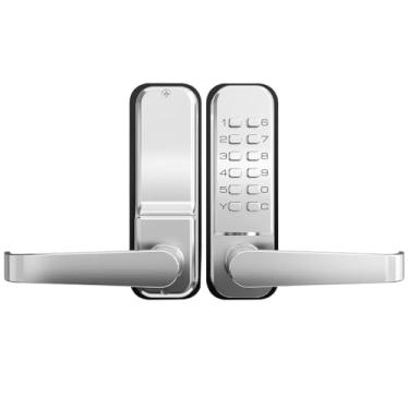 Imagem de BH Railing Fechadura de porta mecânica de teclado de 12 dígitos de alta segurança - entrada sem chave, cadeado de código mecânico com alça, impermeável e à prova de ferrugem, sem bateria, fácil de