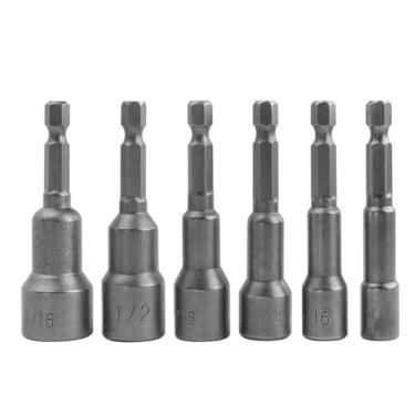 Imagem de Evponk Conjunto de 6 chaves de porca para furadeira de impacto haste sextavada de 65 mm, kit de soquetes SAE