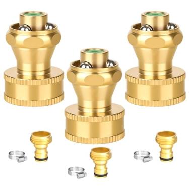 Imagem de Iniscape Bocal de mangueira de alta pressão com conector - bocal de pulverização de latão giratório ajustável para mangueira de jardim, lavagem de terraço e limpeza de veículos (três conjuntos de