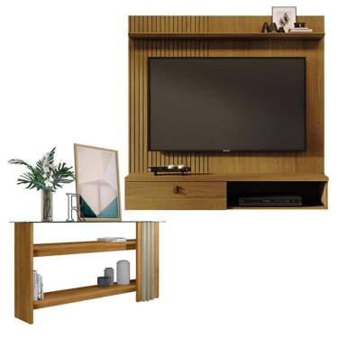 Imagem de Estante Home Theater Suspenso íris Cumaru Com Aparador Frizz Cumaru Opala - Madetec