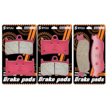Imagem de S SYUU Conjunto de pastilhas de freio de cerâmica para motocicleta - dianteiro e traseiro - alto desempenho, baixo ruído - compatível com Yamaha YZF R6 600 1999-2002 YZF R1 1000 2002-2003 - fácil