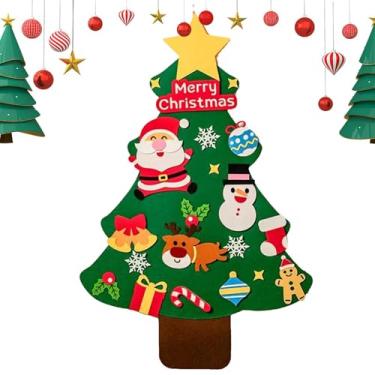 Imagem de Árvore de Natal de feltro, Árvore de Natal de feltro para crianças, Conjunto de árvore de Natal brinquedo de Natal infantil removível, Kits de artesanato meia de de neve com 21 enfeites de decoração d