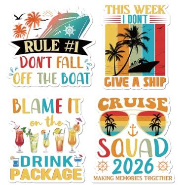 Imagem de Decorações de porta de cruzeiro magnético, 4 peças de ímãs de porta de navio de cruzeiro engraçados retrô 2026, placas de cabine náuticas divertidas para decoração de imãs de geladeira