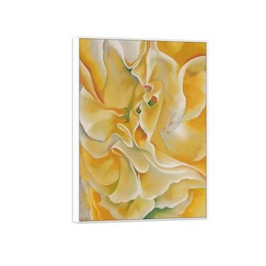 Imagem de BMZFYBS Georgia O'Keeffe Famosas Impressões em Tela de Parede Prontas para Pendurar - Pintura com Moldura de Ervilhas Doces Amarelas - Branca para Decoração de Sala de Estar 70 x 100 cm 27 x 39 pol