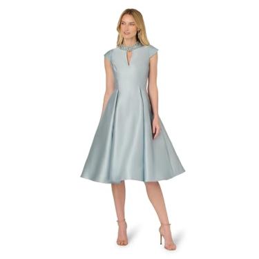 Imagem de Adrianna Papell Vestido feminino midi Mikado Key Hole, Pó aquático, 42