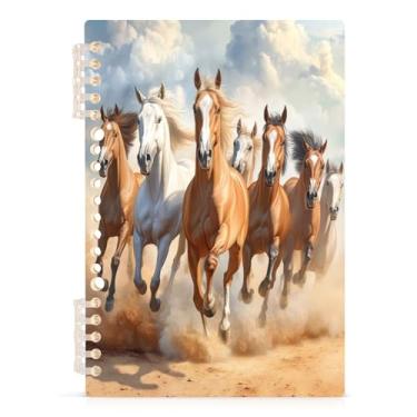 Imagem de Burbuja Caderno Running Horses, papel pautado universitário A5 com 60 folhas, fichário para escritório, 1 pacote