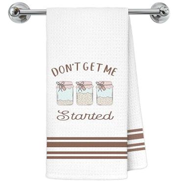 Imagem de Exqcom Toalhas de cozinha engraçadas para assar, presentes de fermento para mulheres, padeiros, toalhas de chá para decoração de cozinha, padaria, toalha de mão decorativa Don't Get Me Started, 40 x