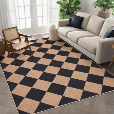 Imagem de GarveeHome Easy Jute Area Rugs 15 x 23 cm para sala de estar, antiderrapante, tapetes quadriculados, laváveis à máquina, tapetes modernos para ambientes internos e externos, para sala de jantar