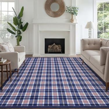 Imagem de GarveeHome Tapete de área de 10 x 15 cm para sala de estar, lavável à máquina com suporte antiderrapante, xadrez resistente a manchas para quarto, cozinha, sala de jantar, escritório, berçário