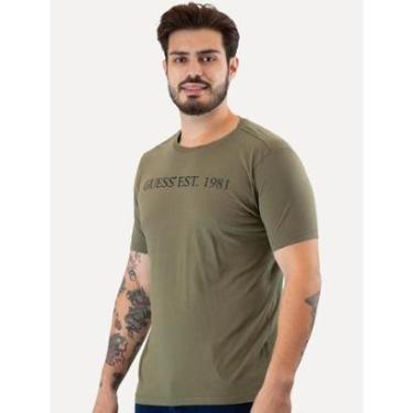 Imagem de Camiseta Guess Masculina Est 1981 Relevo Verde Oliva-Masculino