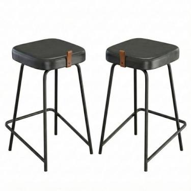 Imagem de Kit 02 Banquetas Médias Para Cozinha Vik Estofada material sintético P