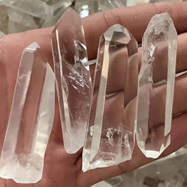 Imagem de 1 peça Cristais e Pedras Quartzo Claro Polido Natural Pequeno Aglomerado Varinha de Pedra Crua Espécime Decoração de Casa Presentes Espirituais Pedras Naturais Doméstico (Cor: Transparente, Tamanho: 1