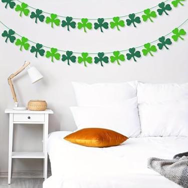 Imagem de Guirlanda de tecido de feltro de coelho da Páscoa com formato de trevo e coração decoração de pendurar na parede para escritório, festa, casa