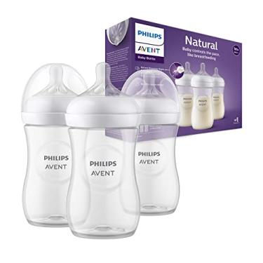 Imagem de Philips Avent Triplo Mamadeira Pétala 3.0 9oz/260ml com bico de fluxo médio (Fluxo 3), Transparente, SCY903/03