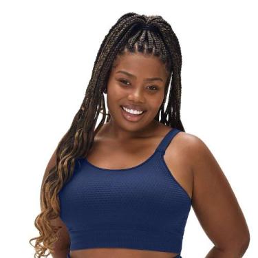 Imagem de Top Fitness Plus Size com Bojo Removível Jacquard Colmeia Marinho Zee 
