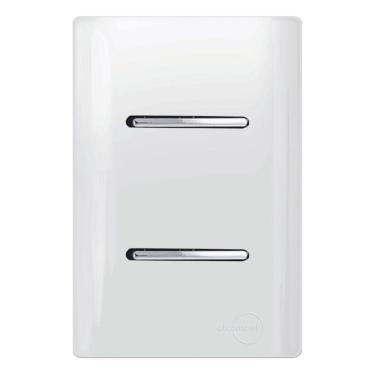Imagem de 1 Interruptor Simples +1 Interruptor Paralelo Horizontal Cromado com Placa 4x2 Branco 12007 Nova