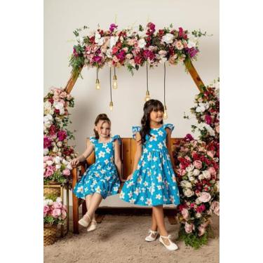 Imagem de Vestido Infantil Menina Estampado Margaridas com Babados - Bonekinhas 