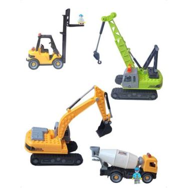 Imagem de Brinquedo Blocos de Monta Caminhão Construção Civil Escavadeira Modelo