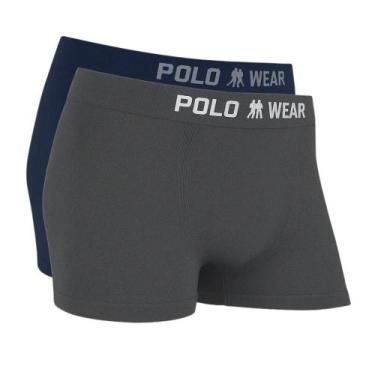 Imagem de Kit 2 Cuecas Boxer Premium Poliamida Lisa - Polo Wear Cor:Marinho - Ch