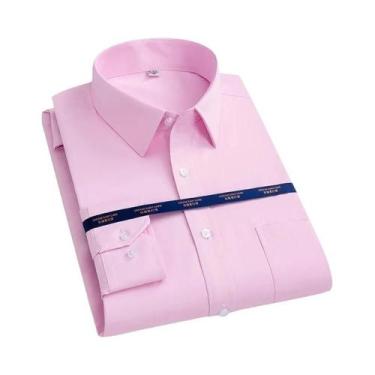 Imagem de Camisa Social Masculina 6XL 7XL De Manga Longa Antirrugas Branca Azul 