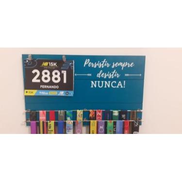 Imagem de Porta Medalhas Corrida Personalizado Numero De Peito & Frase - HAND MA