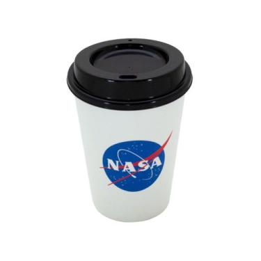Imagem de Copo Café 320 ml Nasa Com Tampa Plástico Plasútil, Branco