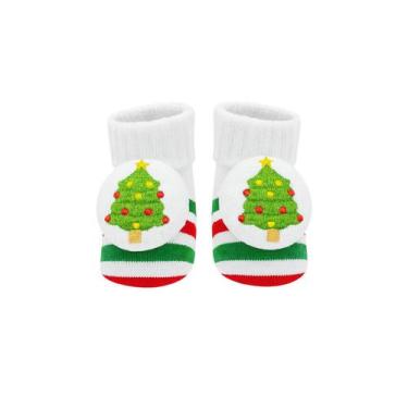 Imagem de Meia Para Bebê Pantufa 3d 0 a 6 Meses Unissex Especial Natal Encantado