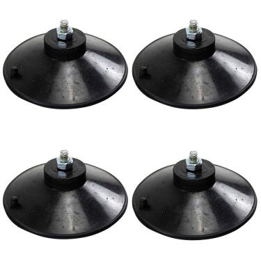 Imagem de 4 Ventosa de 90mm (9 cm) Em PVC Preto Com Parafuso e Porca