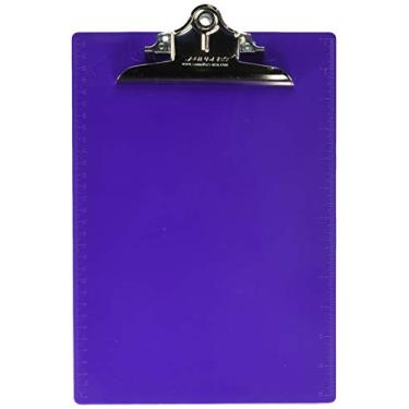 Imagem de Saunders Prancheta de plástico reciclado 21606 com borda de régua, tampa de clipe de 2,5 cm, 21,5 x 12 folhas, roxa