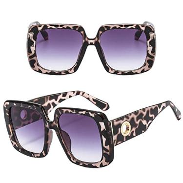 Imagem de Óculos de sol quadrados grandes leopardo feminino designer de moda buraco redondo sexy grande óculos de sol masculino óculos de sol de luxo ao ar livre, leopardo preto, tamanho único