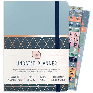Imagem de Boxclever Press Planejador sem data Planejador semanal sem data de 12 meses com listas de compras, páginas do planejador mensal para orçamento e muito mais. Planejador de calendário com adesivos, bolso e mais (8,5 x 5,5 cm)
