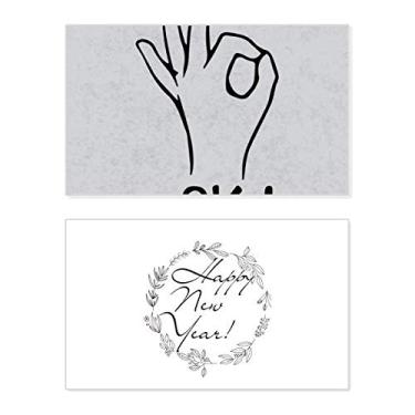 Imagem de Preto OK padrão de gestos ano novo festival cartão felicitações Bless mensagem presente