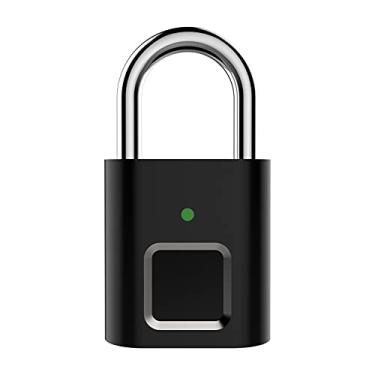 Imagem de Queenser Cadeado de impressão digital Cadeado biométrico Armazene 10 impressões digitais 3 luz indicadora de LED de segurança sem chave Mini Smart Lock para locker porta ginásio mochila mala