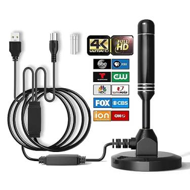 Imagem de Antena digital HDTV, antena receptora de onda terrestre – Inclui base magnética e cabo coaxial – Alcance de 200 km – interior ou exterior, conjunto aéreo conector macho F para DTMB