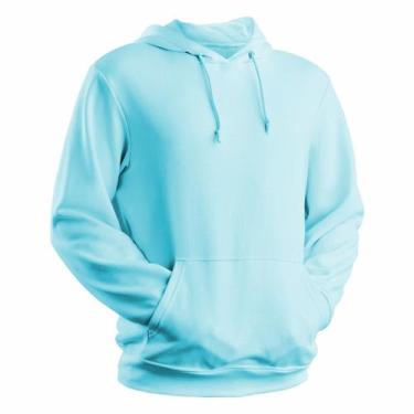 Imagem de Blusa de Frio Moletom Canguru Liso com Capuz Unisex - BearStore, Azul 