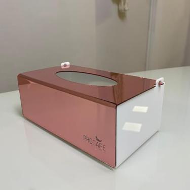 Imagem de Caixa Porta Luvas, Lenços e Máscaras - Acrílico Espelhado (Rose Gold/Branco)