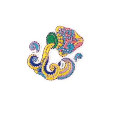 Imagem de Ruoming Ruoming 1 peça de emblema bordado para signos do zodíaco, 8 x 8 cm, preto e dourado, design de constelação (aquário)