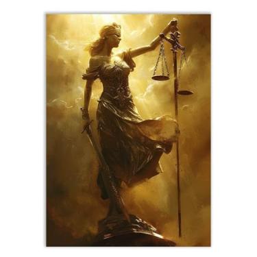 Imagem de Placa Decorativa Deusa Themis Direto Justiça Ilustração Marrom Decoração Poster Quarto Sala