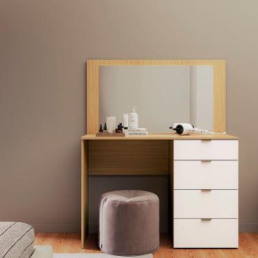 Imagem de Penteadeira 4 Gavetas e Espelho Lis Canary/Off White