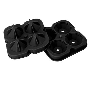 Imagem de Molde de cubo de gelo em forma de diamante, bandeja de silicone antiaderente, fácil remoção para geladeira, forno, micro-ondas, máquina de lavar louça, segura, 2 peças (Preto)