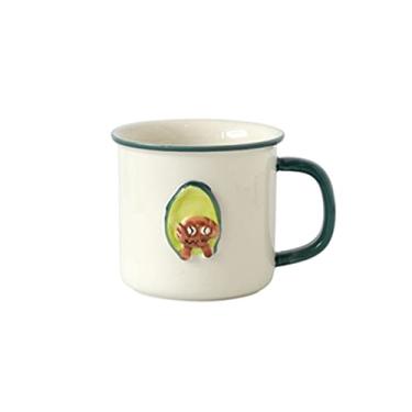Imagem de GRFIT Caneca de frutas em relevo copo de água infantil pintado à mão copo de café da manhã copo de café de escritório caneca de café (cor: branco)