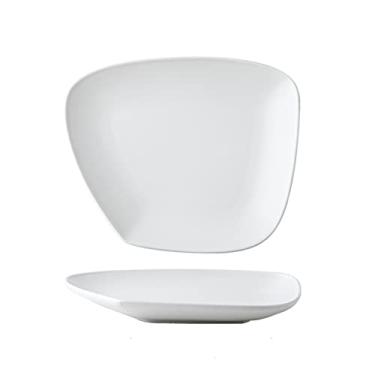 Imagem de Prato de serviço prato de jantar de cerâmica cozinha doméstica restaurante café prato de sobremesa prato de jantar regular prato de jantar irregular prato plano branco pratos profundos (tamanho: M)