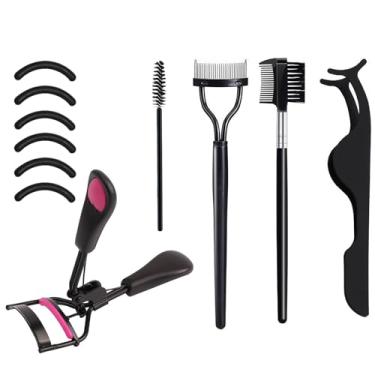 Imagem de Kit de pincéis de sobrancelha para mulheres, 11 unidades para modeladores de cílios multifuncionais, pincéis de rímel para mulheres, pinças de extensão de cílios com almofadas de silicone para uso