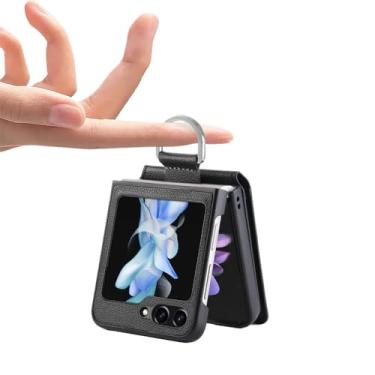 Imagem de Capa carteira protetora para Samsung Galaxy Z Flip 5 5G Flip4 Flip5 Flip3 Flip 4 3 Slot para cartão com suporte de anel de couro, preta, para Samsung z flip 5