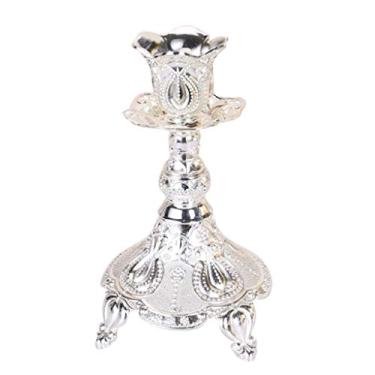 Imagem de Castiçal de mesa vintage 1/3/5 cabeçotes candelabro acessórios de luz de humor decoração de mesa de jantar - prata P - 1 cabeça
